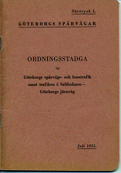 Ordningsstadga för Göteborgs spårvägs- och busstrafik 1951